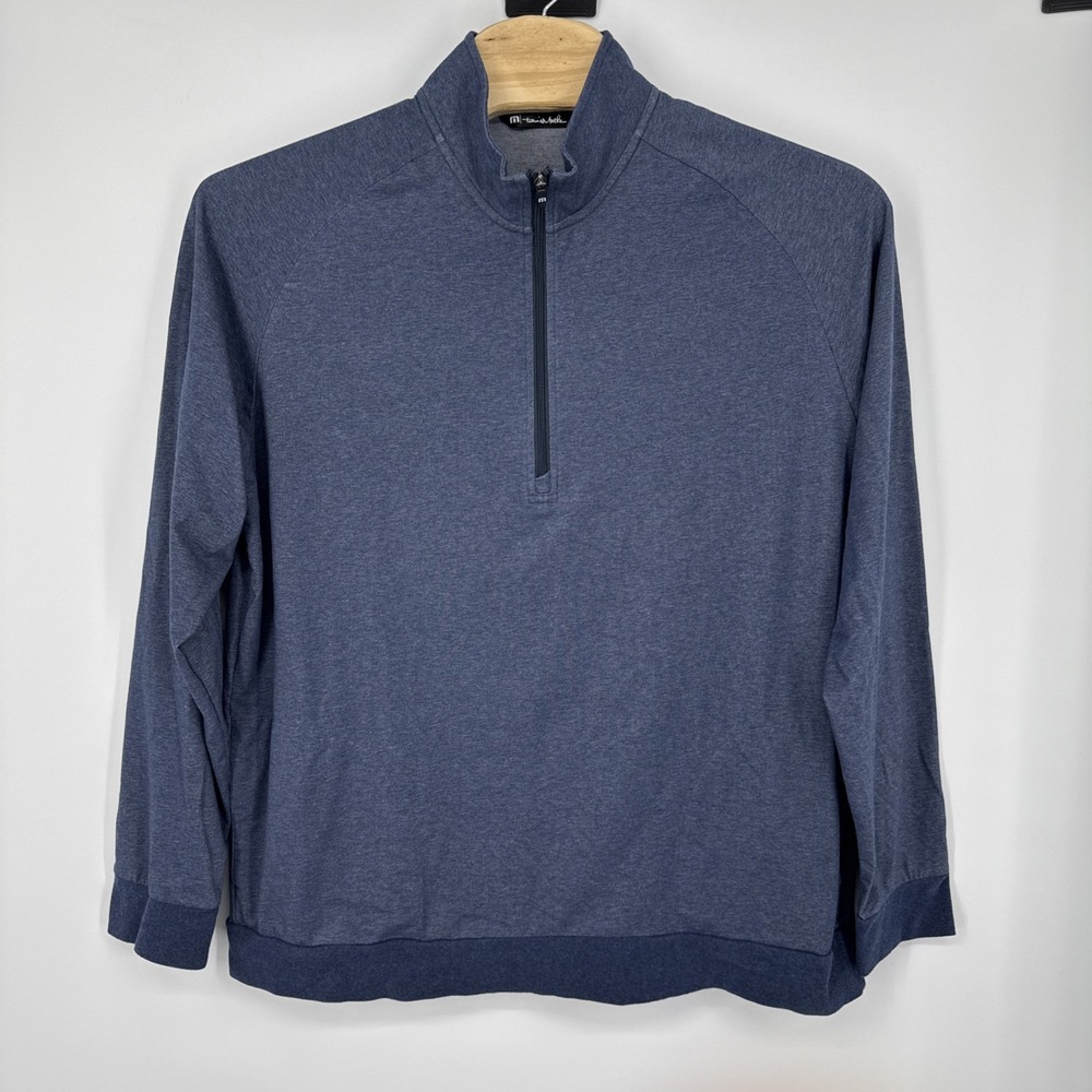 Travis Mathew Sweater Mens XXXL Blue Zip Pullover Golf Preppy Cotton Blend